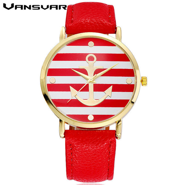 Leather Strap Anchor Wristwatch